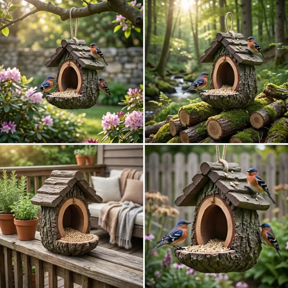 Tree Stump Bird Feeder Ornament