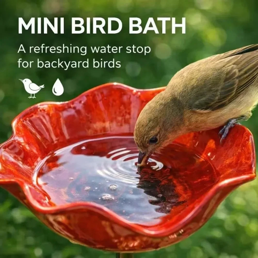 Metal Flower Bird Bath Garden Stake