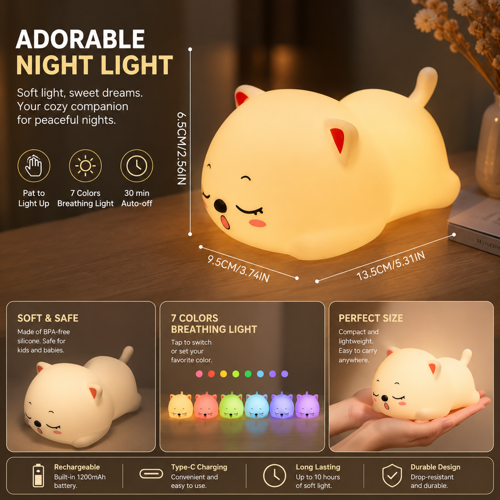 Snoring Cat Night Light