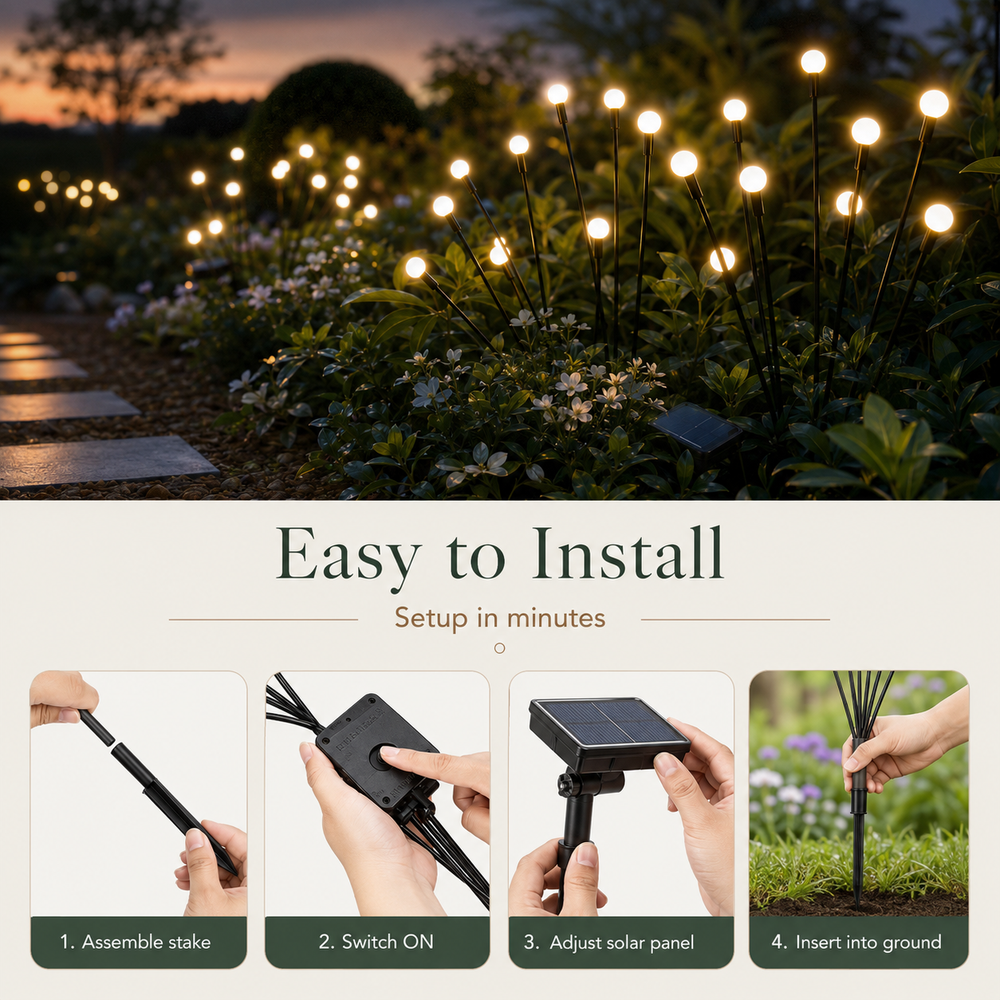 Solar firefly garden lamp outdoor setup guide