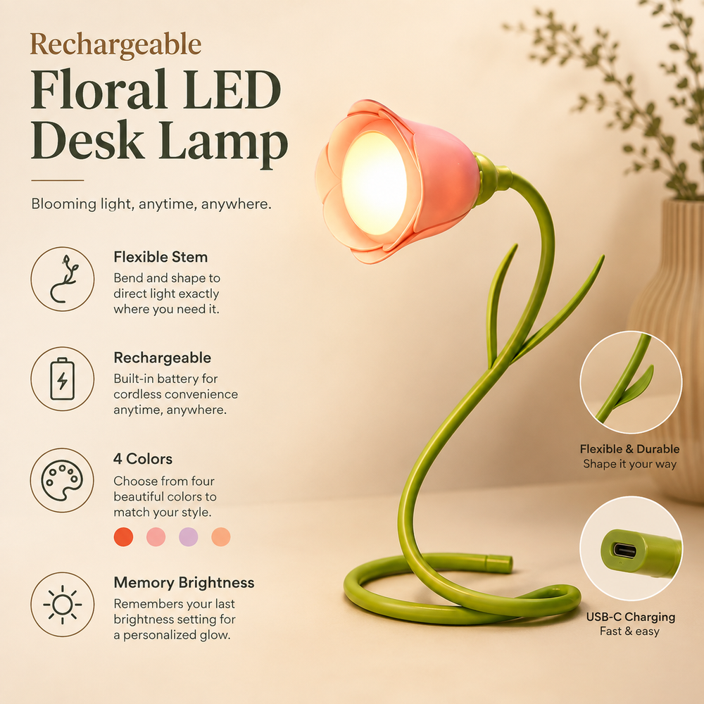 Rechargeable Floral LED Desk Lamp