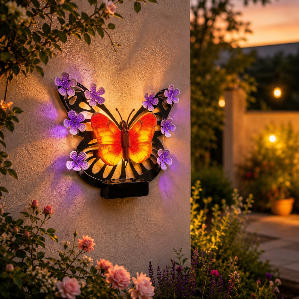 Solar Butterfly Outdoor Wall Light