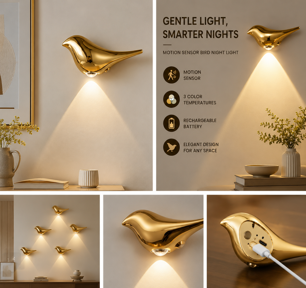 Gold Bird Motion Sensor Night Light