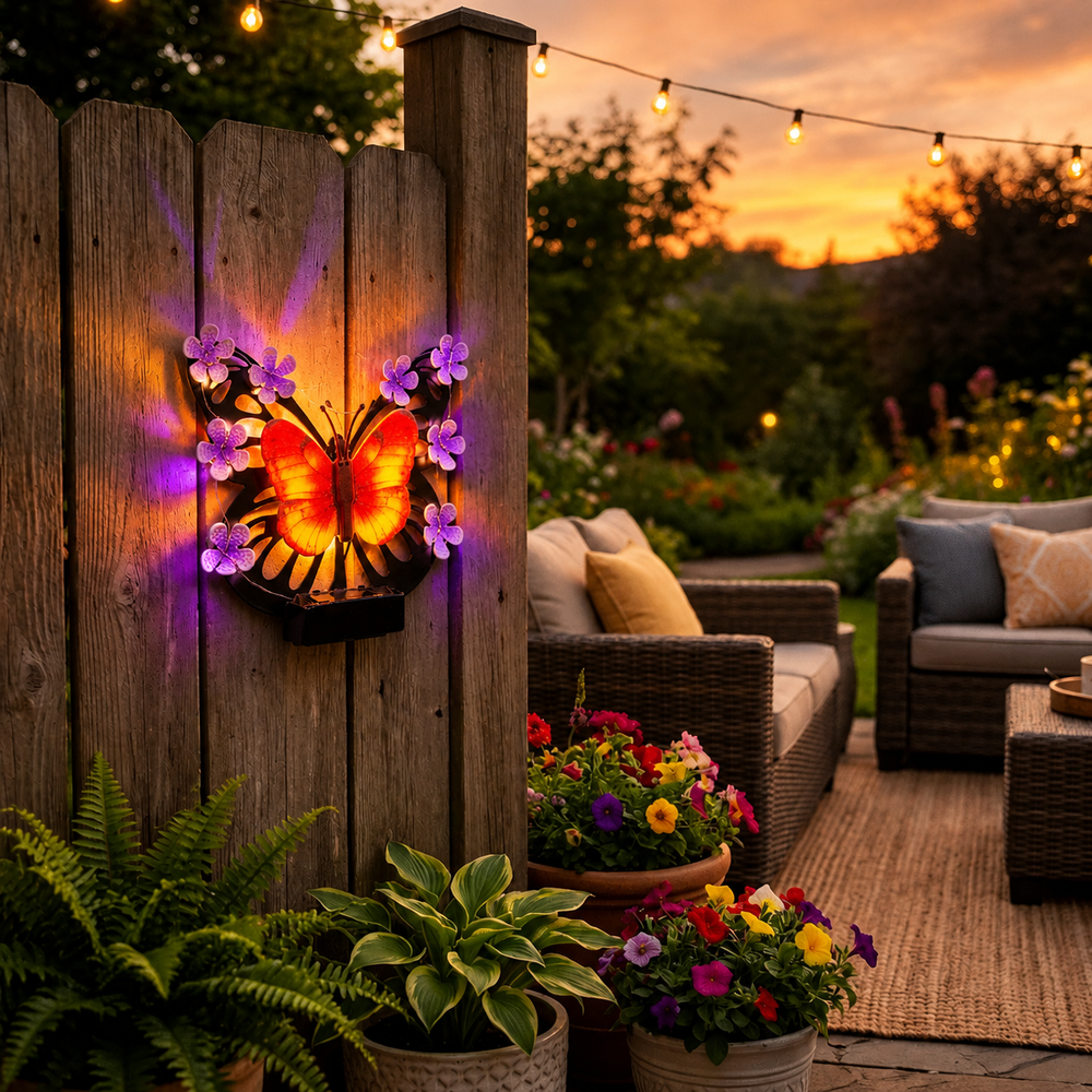 Solar Butterfly Outdoor Wall Light