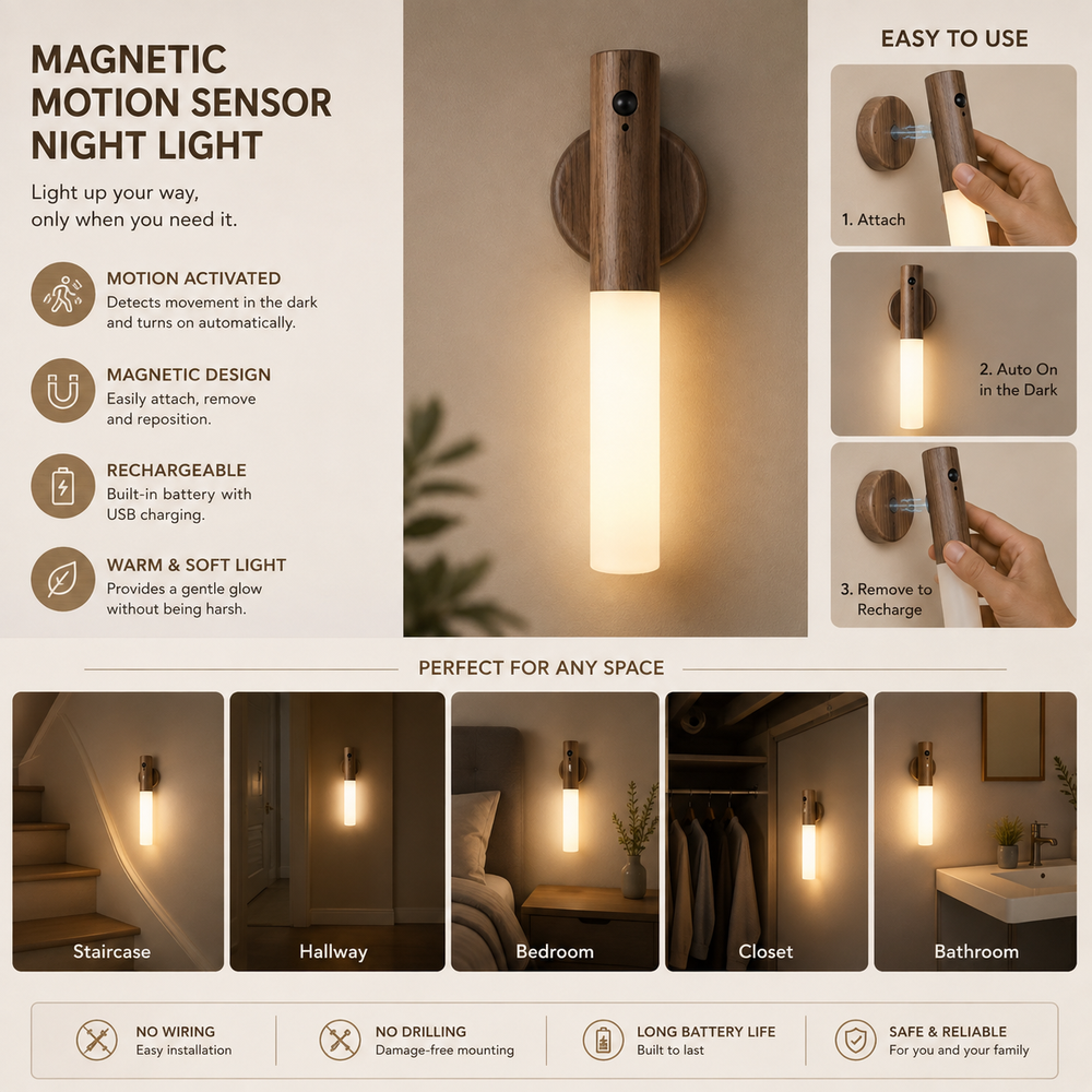 Magnetic Rechargeable Motion Sensor Night Light