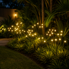 Solar firefly garden lights glowing at dusk