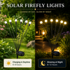 Solar firefly garden lights shown during day and night