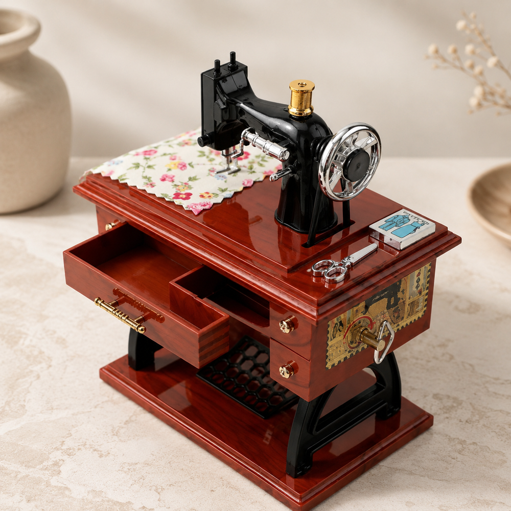 Vintage Sewing Machine Music Box
