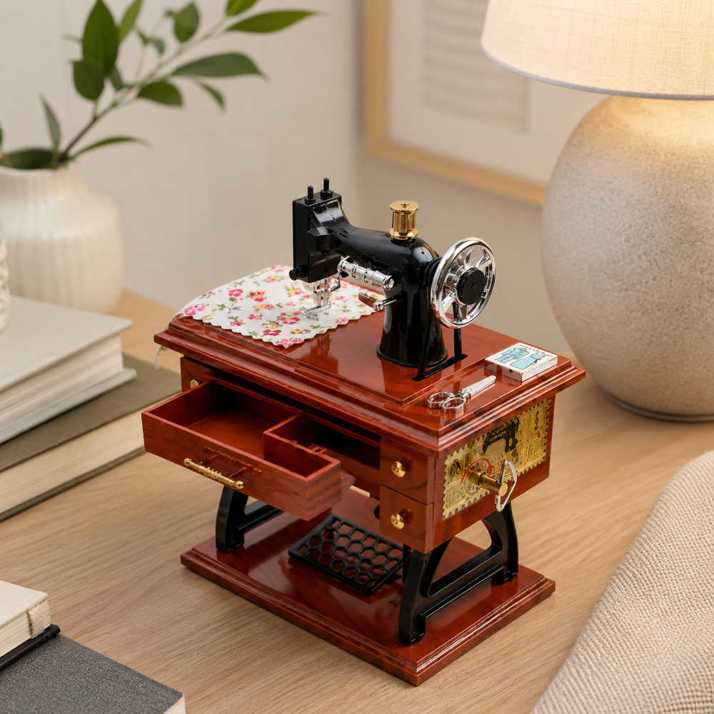 Vintage Sewing Machine Music Box