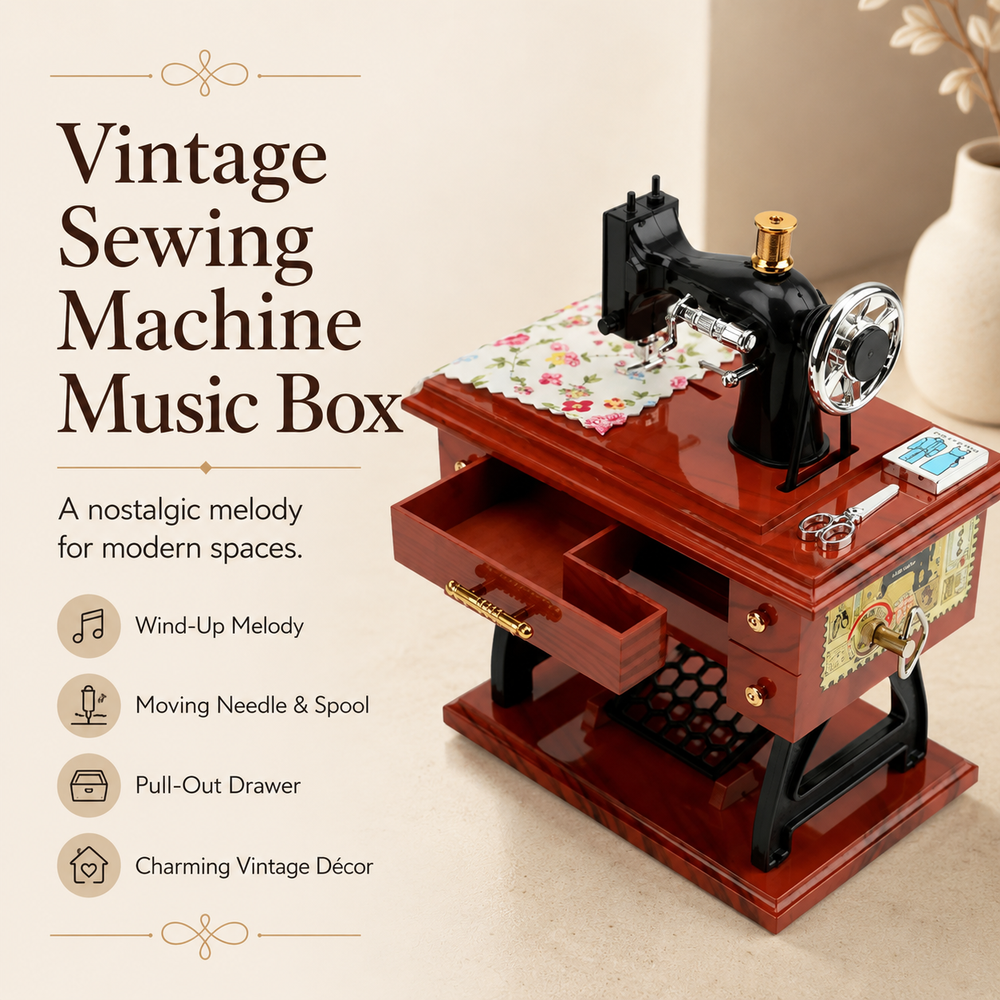 Vintage Sewing Machine Music Box