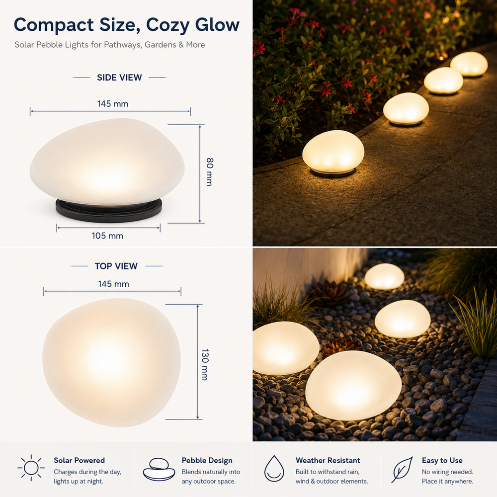 Stone landscape solar light blending into an outdoor garden