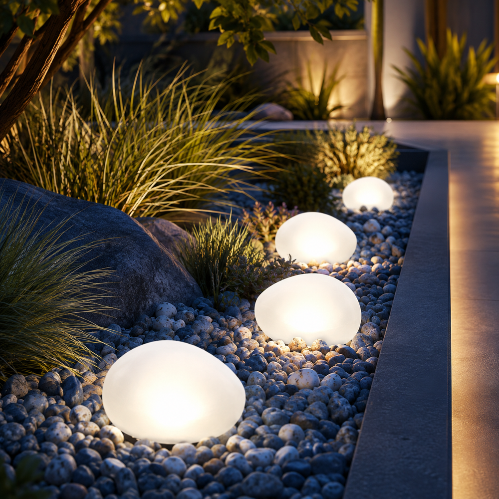 Decorative stone solar light for outdoor landscape lighting